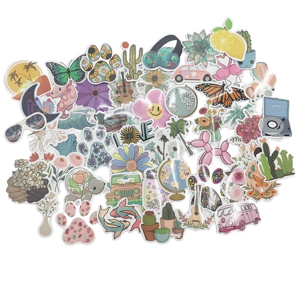 STICKER Lot Stickers NEW Water Bottle 50 Sticker Lot Colorful Aesthetic Vibes - Picture 1 of 5